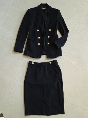 Diamond Button Skirt Suit Set